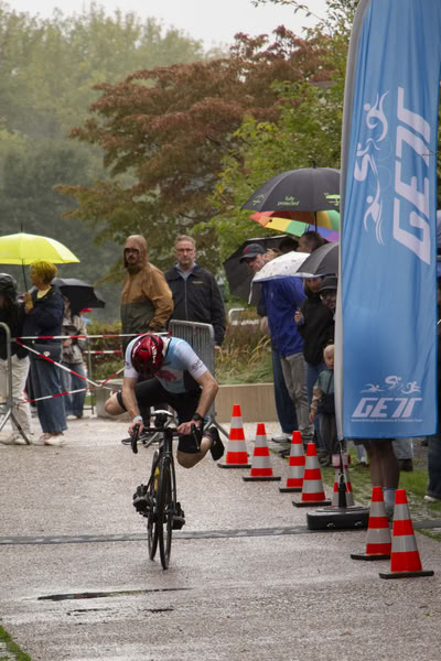 A competitor on the bike course.