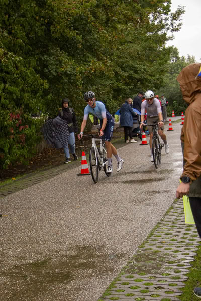 A competitor on the bike course.