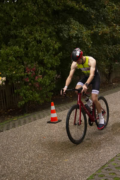 A competitor on the bike course.