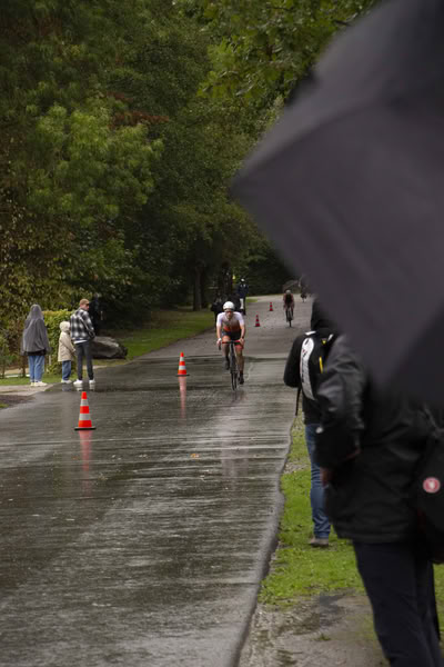 A competitor on the bike course.