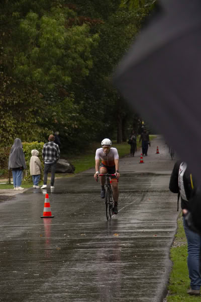 A competitor on the bike course.