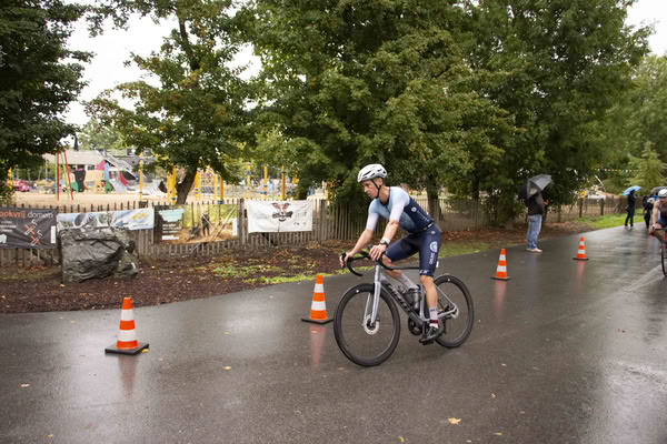 A competitor on the bike course.