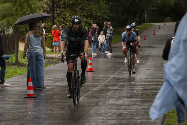 A competitor on the bike course.