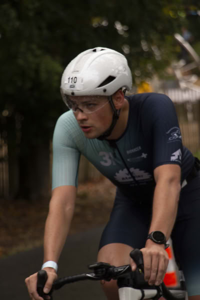 A competitor on the bike course.