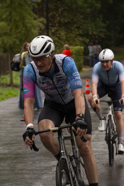 A competitor on the bike course.