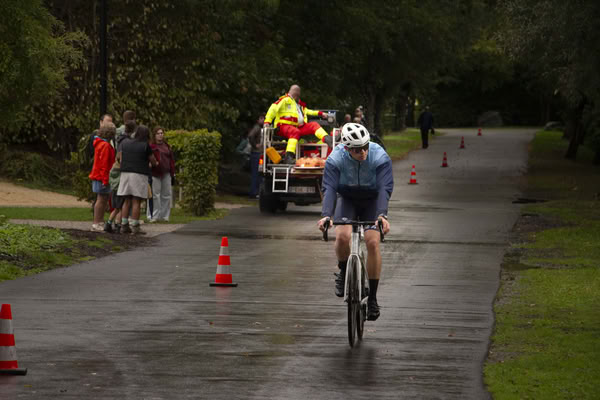 A competitor on the bike course.