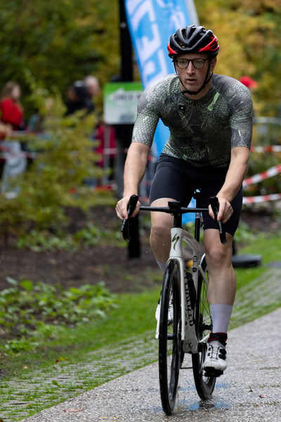 A competitor on the bike course.