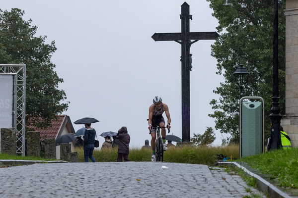 A competitor on the bike course.