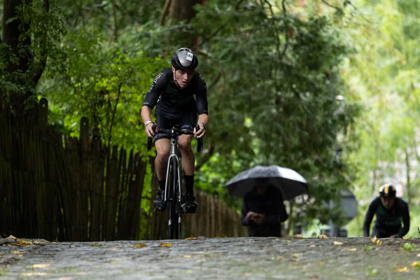 A competitor on the bike course.