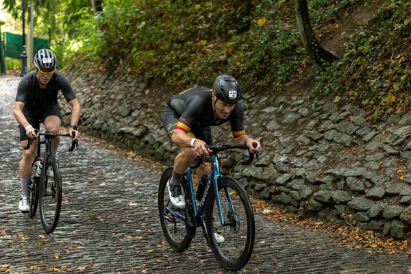 A competitor on the bike course.
