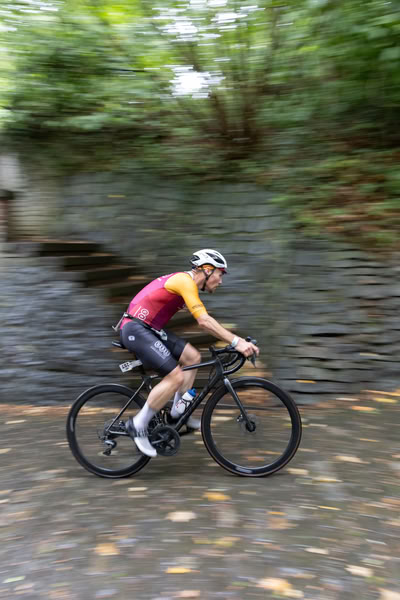A competitor on the bike course.